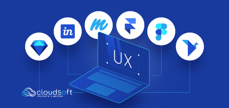 laptop in image shows the tools of ui/ux design - Cloudsoft ui/ux design services